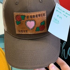 Leather patch hand painted cap NEW boutique